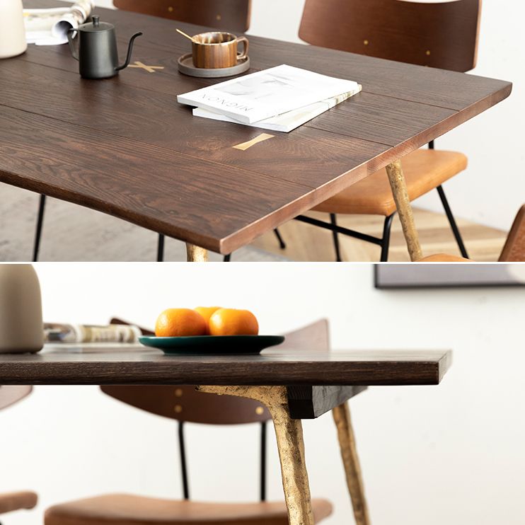 Industrial Style Oak Solid Wood Dining Table Brown Rectangle Table with Metal Base for Home Use Clearhalo ' dining_table' 'Dining Tables & Seating' 'Dining Tables' 'furn' 'furn_dining_table' 'Furniture' 'furniture_dining_table' 'Kitchen & Dining Furniture' 'kitchen&dining_furn' 'kitchen' 'kitchen_dining_table' 1200x1200_7a80ee19-6989-4d5d-8d57-1435f40c3631