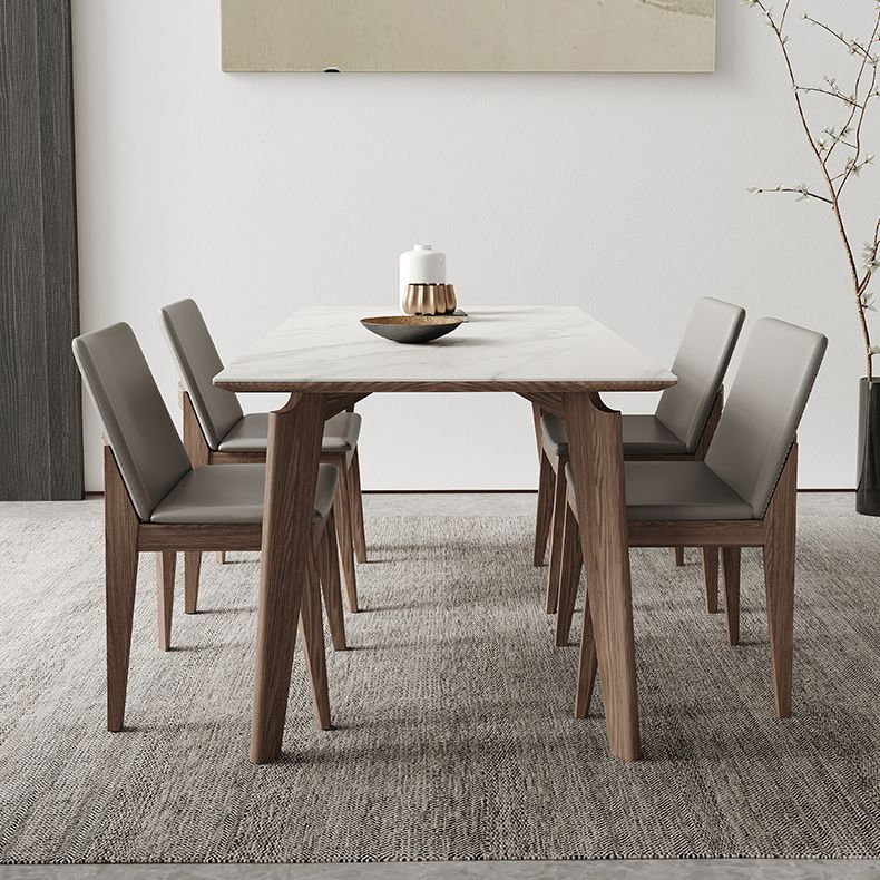 Minimalist Fixed Sintered Stone Dining¬†Room¬†Table¬†with 4 Solid Wood Legs for Kitchen Clearhalo 'Dining Room Sets' 'Dining Tables & Seating' 'dining_room_set' 'Furniture' 'furniture_dining_room_set' 'Kitchen & Dining Furniture' 'kitchen&dining_furn' 'kitchen' 1200x1200_7a8114b9-adc1-45a7-a52b-f5c7010b0cb8
