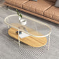 4 Legs Metal Coffee Table Shelf Included Oval Glass Top Cocktail Table Clearhalo 'Coffee & Accent Tables' 'Coffee Tables' 'coffee_tables' 'furn' 'furn_coffee_tables' 'Furniture' 'Living Room Furniture' 1200x1200_7a814fc4-bee1-4921-88ac-4f10f3ed4b33