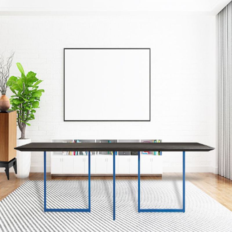 Metal Industrial Rectangle Dining Table Pine Solid Wood Table for Dining Room Clearhalo ' dining_table' 'Dining Tables & Seating' 'Dining Tables' 'furn' 'furn_dining_table' 'Furniture' 'furniture_dining_table' 'Kitchen & Dining Furniture' 'kitchen&dining_furn' 'kitchen' 'kitchen_dining_table' 1200x1200_7a83a946-1562-414d-aa86-ceeb77fd5b14