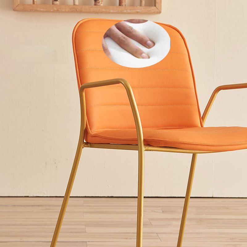 Glam Style Faux Leather Chair Arm Side Chairs with Metal Legs for Home Use Clearhalo 'Dining Chairs' 'Dining Tables & Seating' 'dining_chair' 'furn' 'furn_dining_chair' 'Furniture' 'Kitchen & Dining Furniture' 1200x1200_7a8461f0-edc8-45a8-ae70-d21c124641b6