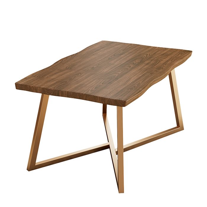 Tavolo da pranzo a base di metallo oro Tavolo da cucina per la sala da pranzo in legno massiccio