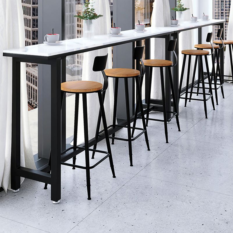 White Modern Style Bar Table in Faux Marble and Metal Milk Tea Shop Bar Table Clearhalo 'Bar Furniture' 'Bar Tables' 'bar_tables' 'furn' 'furn_bar_tables' 'Furniture' 'furniture_bar_tables' 'Kitchen & Dining Furniture' 1200x1200_7a86920b-a3ce-45b3-af43-3093295379c6