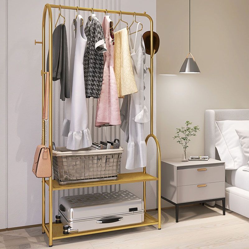Contemporary Metal Coat Hanger Free Standing Coat Rack with Shelves Shelving Clearhalo 'Entry & Mudroom Furniture' 'furn' 'furn_hall_tree_coat_racks' 'Furniture' 'Hall Trees & Coat Racks' 'hall_tree_coat_racks' 1200x1200_7a86bd1a-893d-4a48-9ec8-5686481f1972