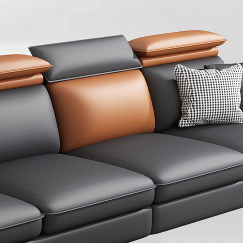 Divano e chaise di shaise e chaise in pelle scandinavo grigio scuro.