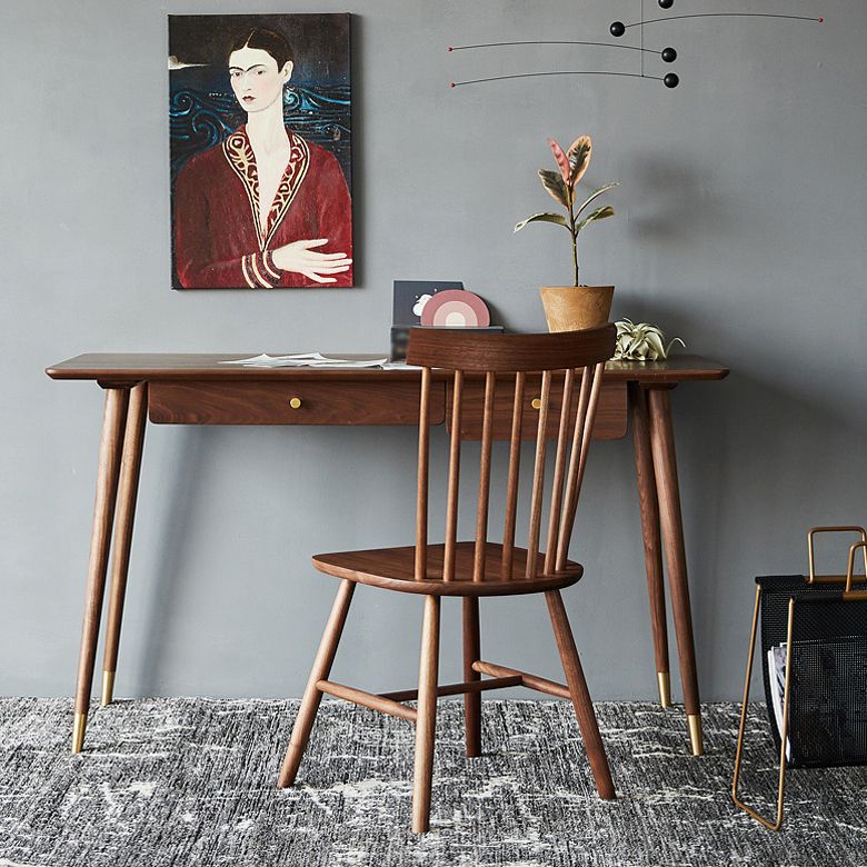 Brown Writing Desk Glam Style Solid Wood Dormitory Office Desk with Drawer Clearhalo 'furn' 'furn_office_desk' 'Furniture' 'Office Desks' 'Office Furniture' 'office_desk' 1200x1200_7a889996-10d3-44fb-be0c-12c1fe196440