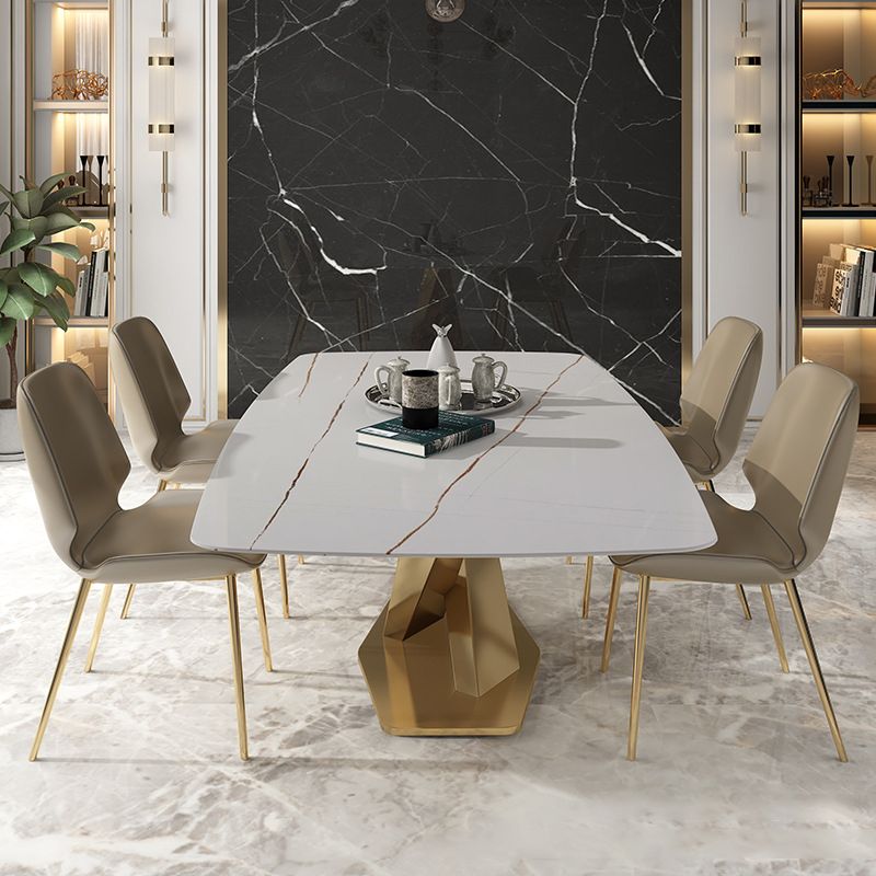 Traditional Luxury Rectangle Dining Room Table White Sintered Stone Table with Pedestal Base Clearhalo ' dining_table' 'Dining Tables & Seating' 'Dining Tables' 'furn' 'furn_dining_table' 'Furniture' 'furniture_dining_table' 'Kitchen & Dining Furniture' 'kitchen&dining_furn' 'kitchen' 'kitchen_dining_table' 1200x1200_7a896b2f-da14-4c68-a3e8-545afc6cac8f