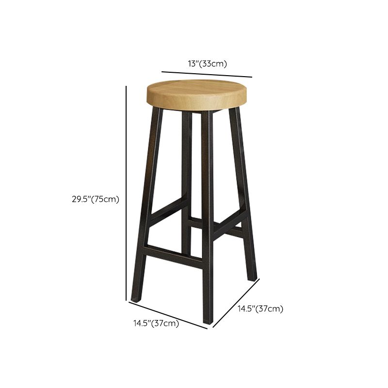 Backless Solid Wood Bar Stool Contemporary Natural Stool with Metal Legs Clearhalo 'Bar Furniture' 'Bar Stools' 'bar_stools' 'furn' 'furn_bar_stools' 'Furniture' 'Kitchen & Dining Furniture' 1200x1200_7a8a17e4-8f6e-417c-becc-92b95c1c2d1b