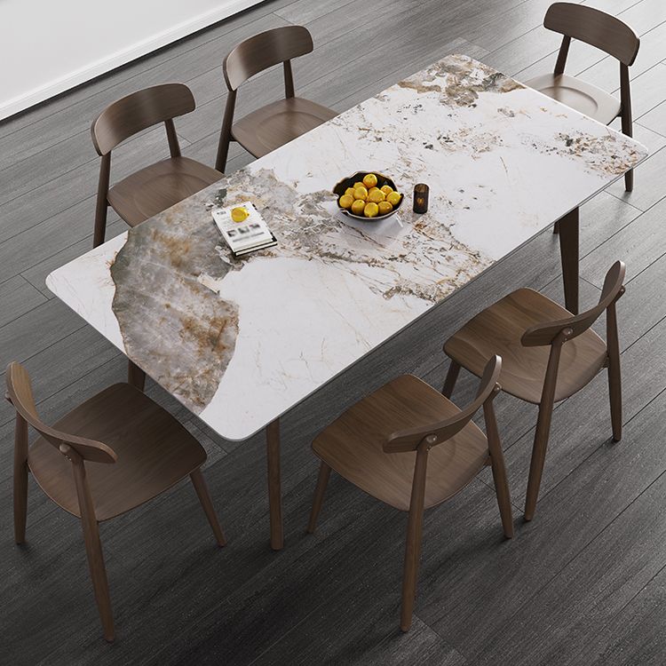 Mid-Century Modern Rectangle Dining Table Sintered Stone Table with 4 Solid Wood Legs Clearhalo ' dining_table' 'Dining Tables & Seating' 'Dining Tables' 'furn' 'furn_dining_table' 'Furniture' 'furniture_dining_table' 'Kitchen & Dining Furniture' 'kitchen&dining_furn' 'kitchen' 'kitchen_dining_table' 1200x1200_7a8b9e18-ee38-4fa3-8121-3e8dbd856f01