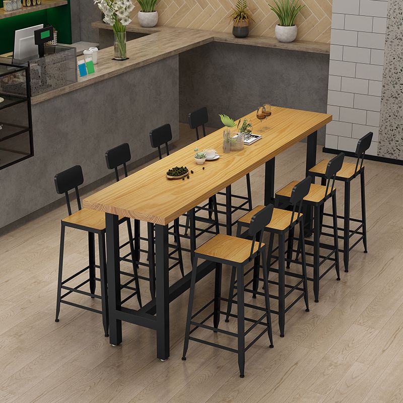 Juego de mesa de pub industrial de 1/2/9 piezas, mesa de bar rectangular y taburetes de bar sin brazos