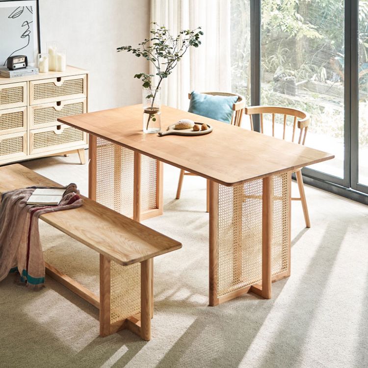 Rectangle Brown Dining Table Solid Wood Dining Table with Double Pedestal Base Clearhalo ' dining_table' 'Dining Tables & Seating' 'Dining Tables' 'furn' 'furn_dining_table' 'Furniture' 'furniture_dining_table' 'Kitchen & Dining Furniture' 'kitchen&dining_furn' 'kitchen' 'kitchen_dining_table' 1200x1200_7a8e48bf-d983-44c6-9148-957b285de75f