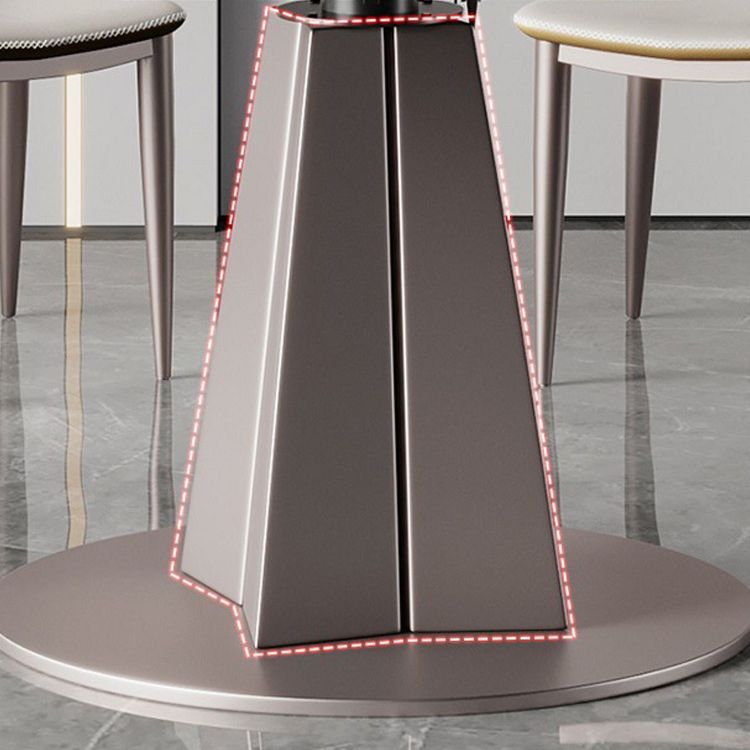 Stone Top Dining Table Modern Round Dining Table with Pedestal Base in Grey