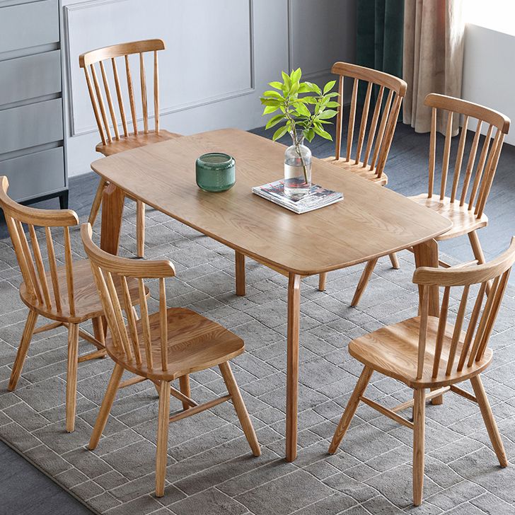 Modern Ash Wood Kitchen Table for Restaurant Rectangle Dining Table with 4 Legs Clearhalo 'Dining Tables & Seating' 'Dining Tables' 'dining_table' 'furn' 'furn_dining_table' 'Furniture' 'Kitchen & Dining Furniture' 1200x1200_7a926b92-6d14-4e20-8005-623d096da6c8
