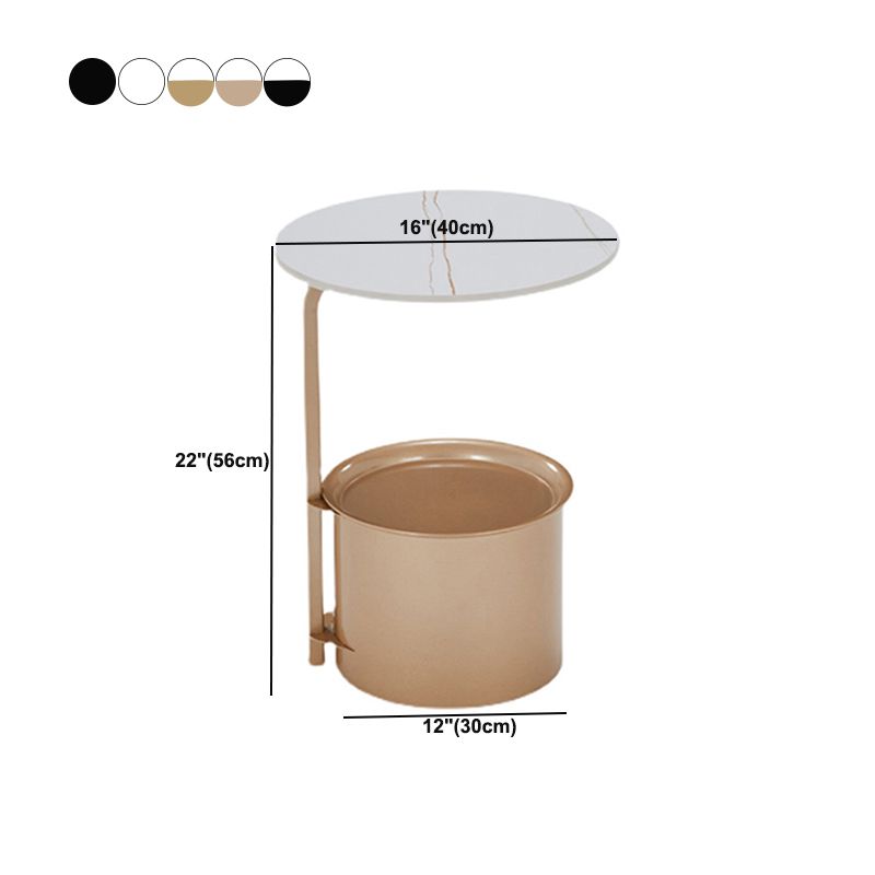 Table d'appoint rond moderne à rond / fer 22 "Table d'extrémité abstraite de haut avec stockage