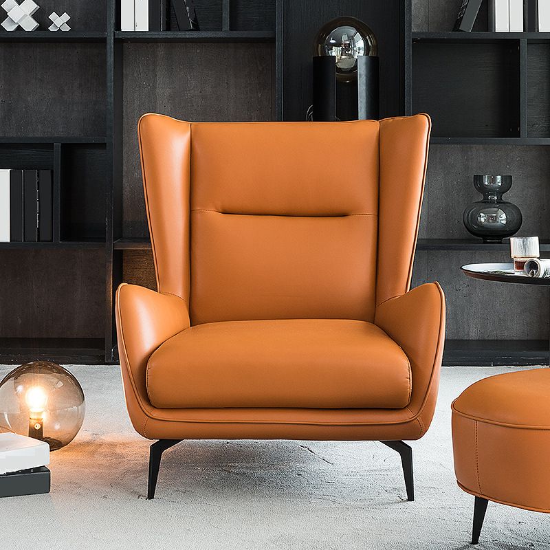 35.43" Wide Leather Wingback Chair in Orange with Black Basic Four Leg Clearhalo 'Accent Chairs' 'accent_chairs' 'Chairs & Seating' 'furn' 'furn_accent_chairs' 'Furniture' 'Living Room Furniture' 1200x1200_7a92e1b4-71a8-4a97-bb7d-a102f1448f79