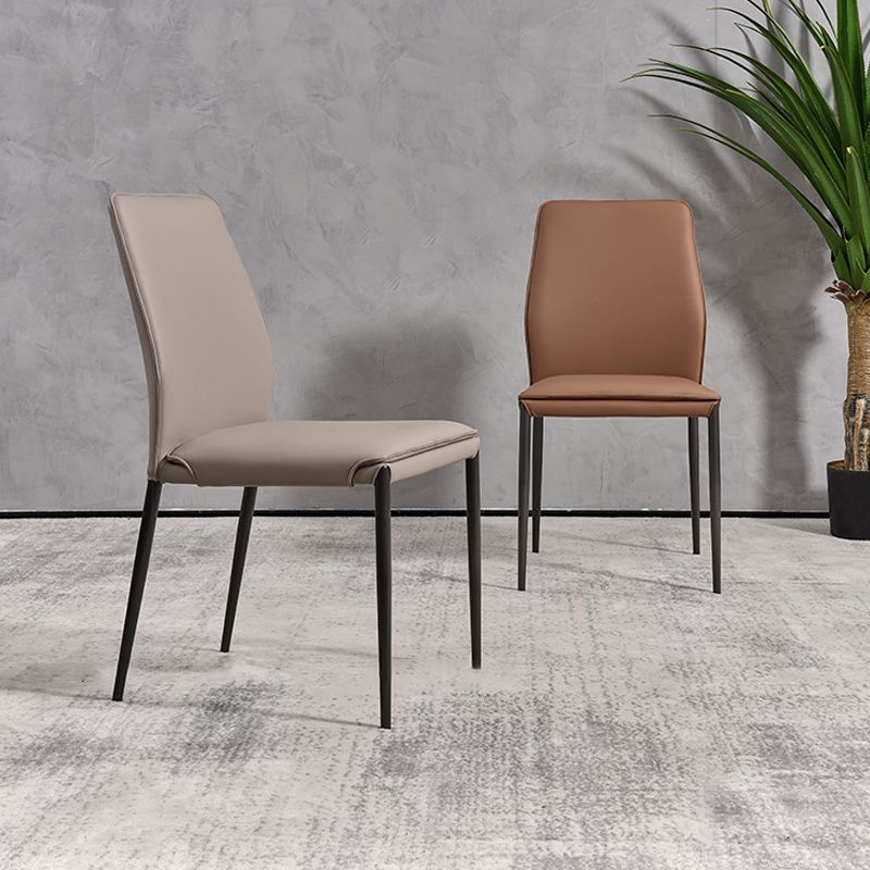Faux Leather Parsons Dining Chair Dining Room Upholstered Chair Clearhalo 'Dining Chairs' 'Dining Tables & Seating' 'dining_chair' 'furn' 'furn_dining_chair' 'Furniture' 'Kitchen & Dining Furniture' 1200x1200_7a936fb9-c4e5-4d34-a42b-b878c78d7365