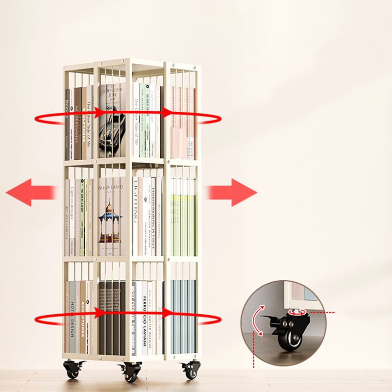 13.8" Wide Book Shelf Beige Stackable Bookcase Closed Back Vertical