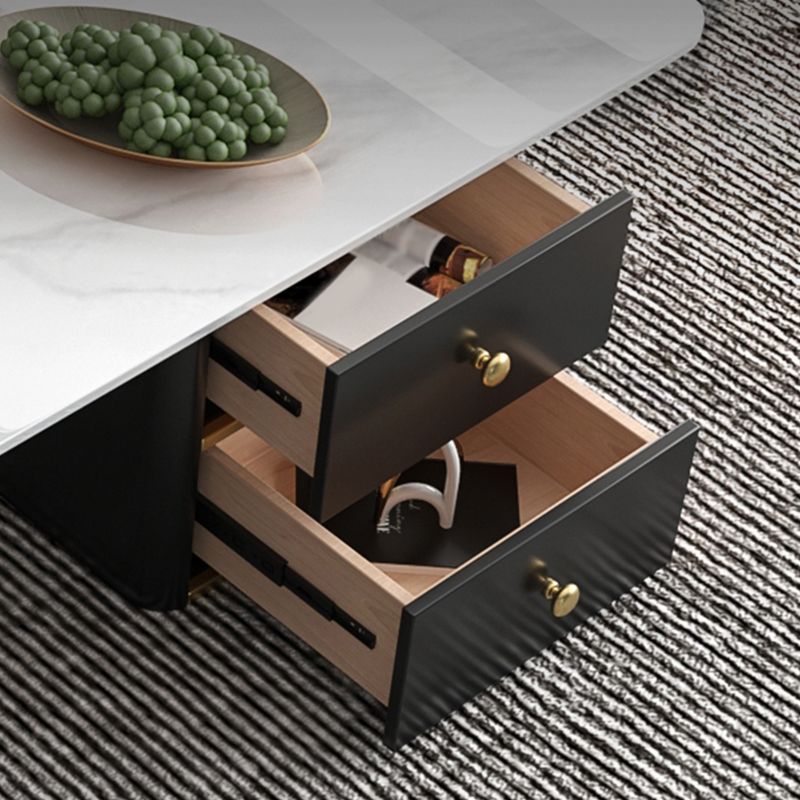 Glam Geometric Coffee Table Slate Top Cocktail Table for Living Room