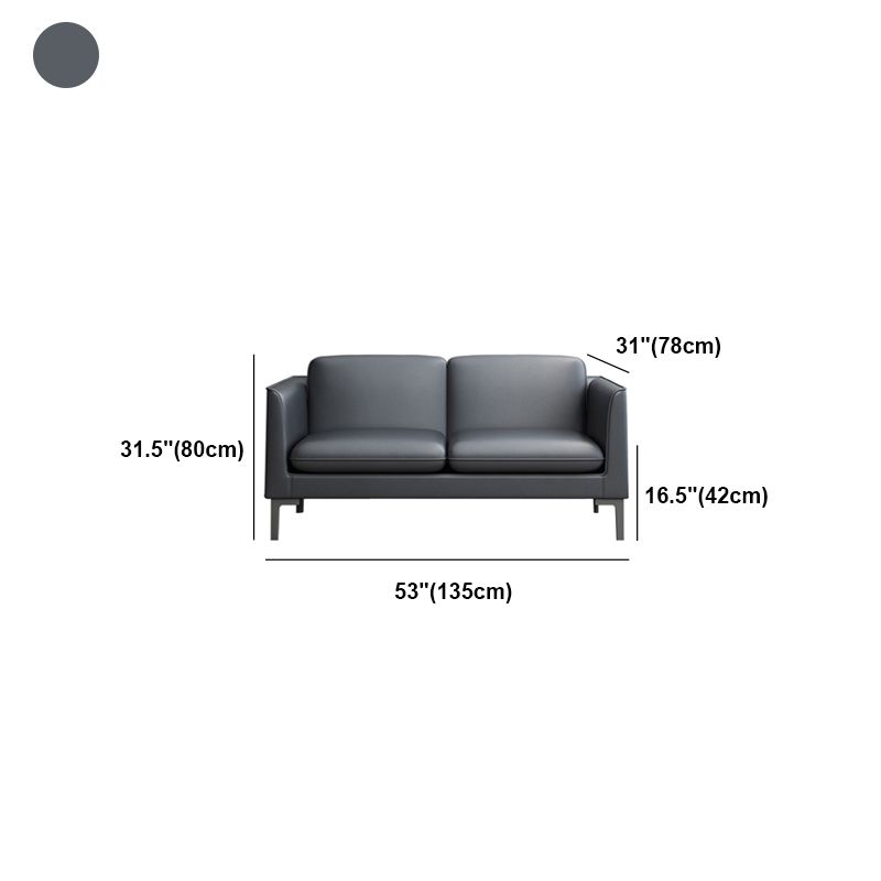 Glam Black Cushions Square Arm Genuine Leather Stationary Sofa Clearhalo 'furn' 'furn_sofas' 'Furniture' 'furniture_sofas' 'Living Room Furniture' 'Sofa' 'sofas' 1200x1200_7a95c559-1875-4cf0-b5a3-876a5a448675