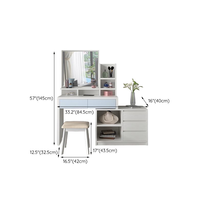 Tavolino da tavolo da vanità da 15,74 "con 5 cassetti di stoccaggio e specchio