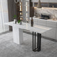Industrial Black Steel Bar Dining Table White Stone Top Rectangle Indoor Bistro Table Clearhalo 'Bar Furniture' 'Bar Tables' 'bar_tables' 'furn' 'furn_bar_tables' 'Furniture' 'furniture_bar_tables' 'Kitchen & Dining Furniture' 1200x1200_7a969df1-fdc2-4517-8587-1b0996050d09