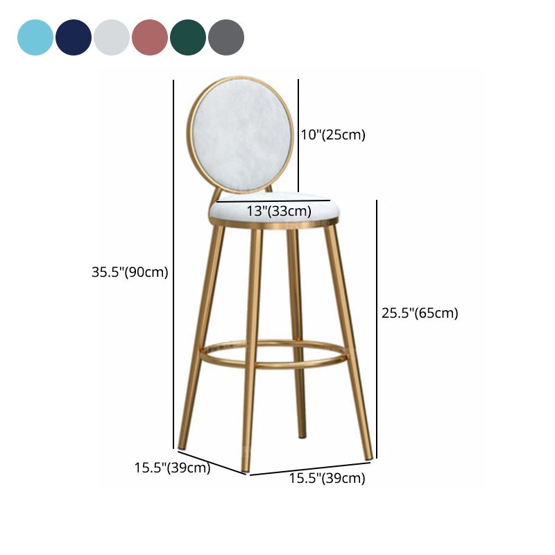Glam Backrest Armless Counter Stool Iron Cafe Bar Stool with Velvet Cushion and Pedal Clearhalo 'Bar Furniture' 'Bar Stools' 'bar_stools' 'furn' 'furn_bar_stools' 'furniture_bar_stools' 'Kitchen & Dining Furniture' 'kitchen&dining_furn' 'kitchen' 'kitchen_furn' Furniture' 1200x1200_7a96d1e4-8555-4731-a559-a29f51777ab3