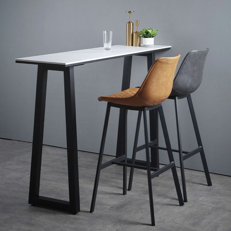 Mesa de bar de piedra sinterizada, mesa de comedor con base de trineo rectangular para cocina y sala de estar