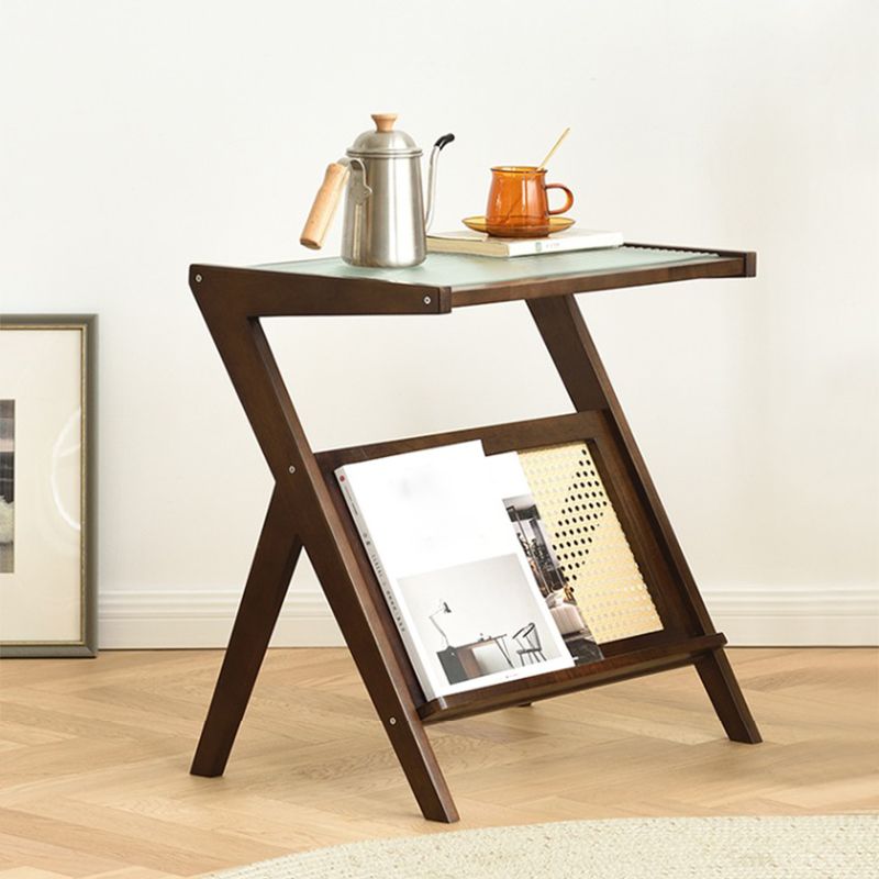 Tavolino laterale di accento rettangolare modernistico e laterale in legno e vetro