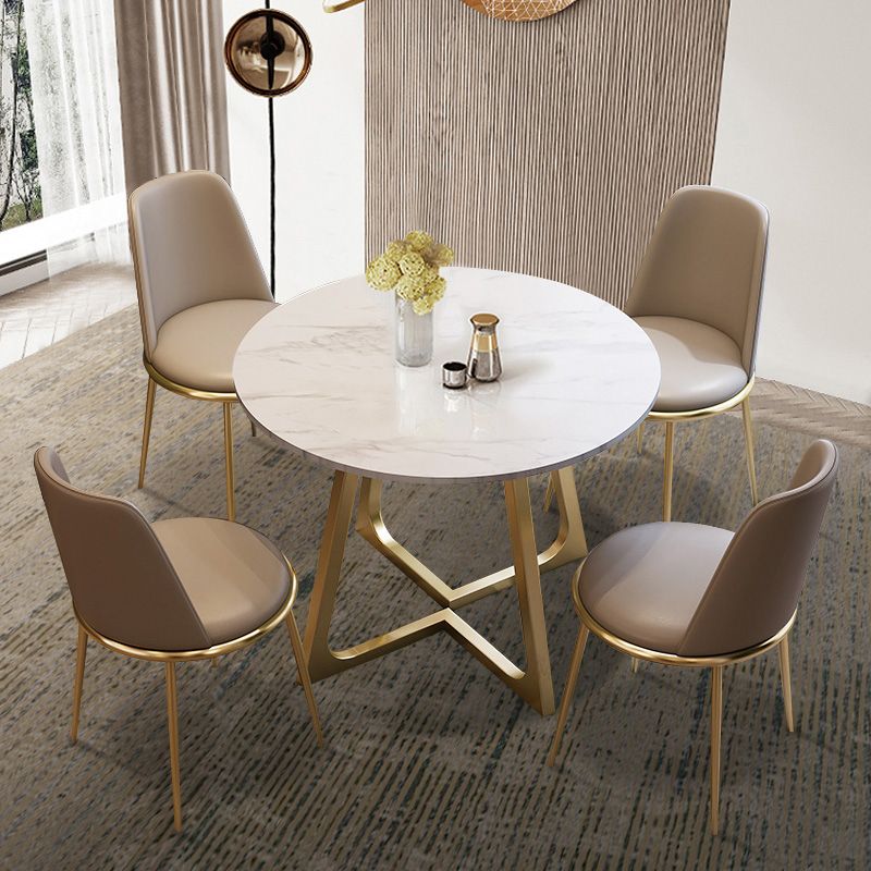 Traditional Luxury Sintered Stone Dinner Table White Round Table with Gold Frame Clearhalo ' dining_table' 'Dining Tables & Seating' 'Dining Tables' 'furn' 'furn_dining_table' 'Furniture' 'furniture_dining_table' 'Kitchen & Dining Furniture' 'kitchen&dining_furn' 'kitchen' 'kitchen_dining_table' 1200x1200_7a97f7a0-36b6-4151-baf0-6f8973e54d04