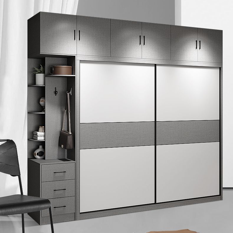 Garde-robe en bois de style moderne placard de garde-robe de couleur blanc avec porte coulissante