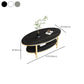 Glam Iron 4 Legs Cocktail Table with Shelf Oval Slate Top Coffee Table