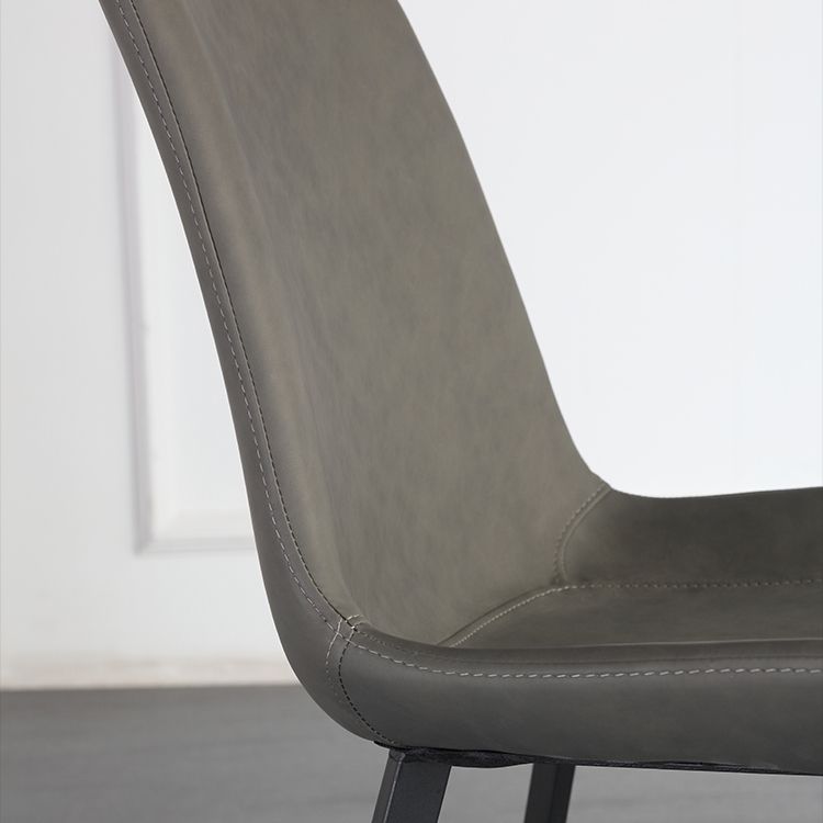 Contemporary Style Leather Dining Chairs Solid Back Chairs with 4 Black Legs (Set of 2) Clearhalo ' kitchen&dining_furn' 'Dining Chairs' 'Dining Tables & Seating' 'dining_chair' 'furn' 'furn_dining_chair' 'Furniture' 'furniture_dining_chair' 'Kitchen & Dining Furniture' 'kitchen' 1200x1200_7a9b6092-32bb-4e04-b248-a0354fba4dec