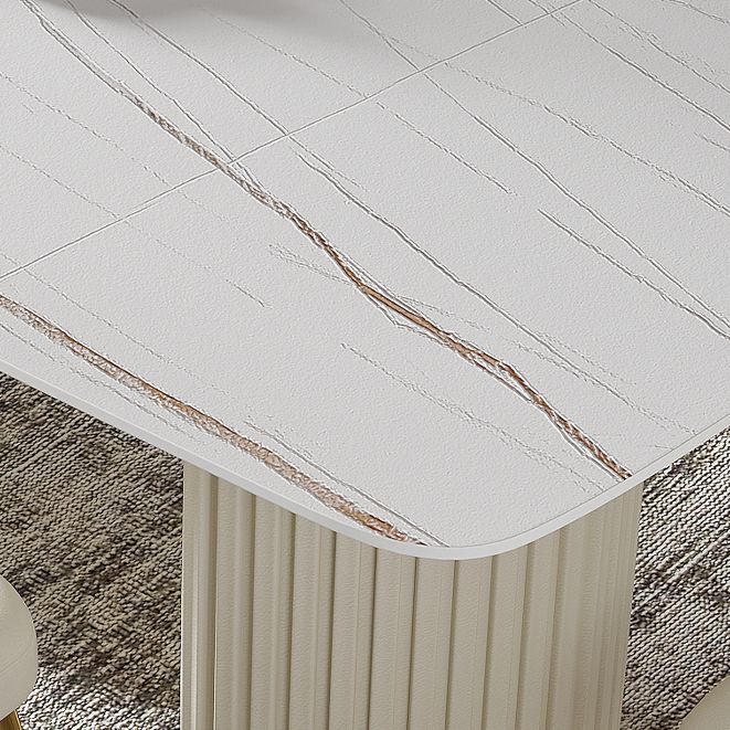 White Glam Dinette Set for Dining Room 1/4/5/7 Pieces Stone Top Dining Table Set Clearhalo 'Dining Room Sets' 'Dining Tables & Seating' 'dining_room_set' 'furn' 'furn_dining_room_set' 'Furniture' 'Kitchen & Dining Furniture' 1200x1200_7a9c3c21-5890-4fad-a173-7ca61cb487db