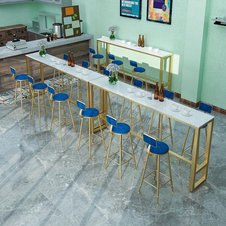 Glam Marble Bistro Bar Table with Rectangle Table Top Trestle Table - 41.3" H , Only Table Clearhalo 'Bar Furniture' 'Bar Tables' 'bar_tables' 'furn' 'furn_bar_tables' 'Furniture' 'furniture_bar_tables' 'Kitchen & Dining Furniture' 1200x1200_7a9cccbc-ce89-4529-bbf2-355359d9770d