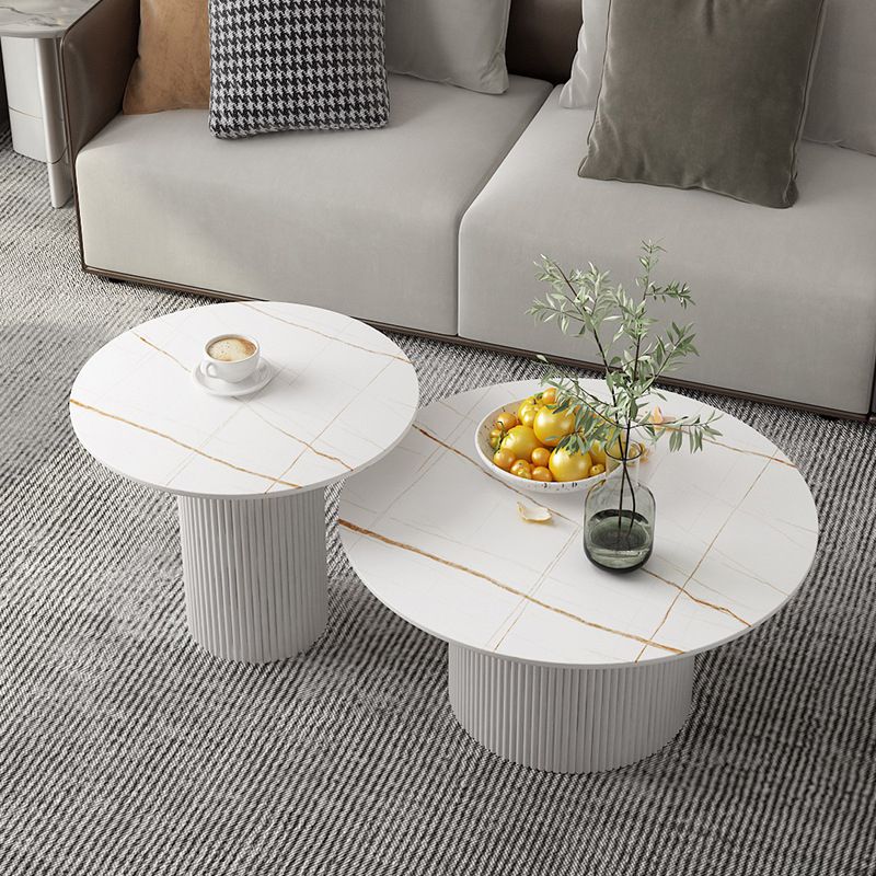 Modern Style Black/white Rock Slab Top Metal Craft Round Coffee Table Clearhalo 'Coffee & Accent Tables' 'Coffee Tables' 'coffee_tables' 'furn' 'furn_coffee_tables' 'Furniture' 'Living Room Furniture' 1200x1200_7a9f0e86-e019-4d75-a25a-326bf83ac1b0