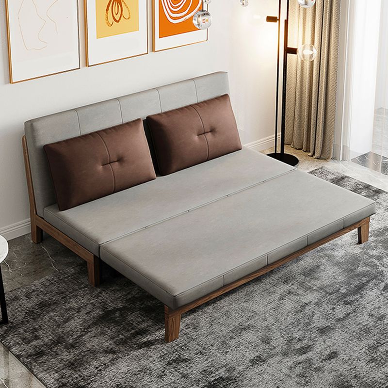 Faux Leather Armless Contemporary Bed Settee with Pillows in Grey Clearhalo 'furn' 'furn_sofas' 'Furniture' 'Living Room Furniture' 'Sofa' 'sofas' 1200x1200_7a9f6331-e1d9-45d1-b06c-dd70b9eaa962