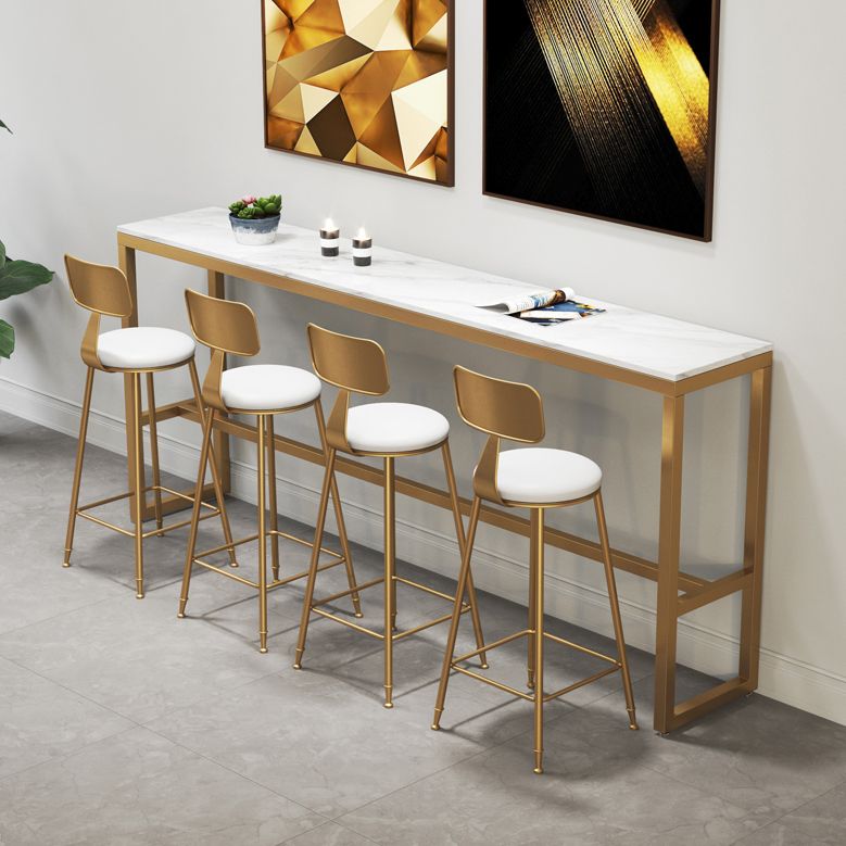 Glam Style Bar Table in Faux Marble and Iron Top Bar Table for Restaurant, Only Table Clearhalo 'Bar Furniture' 'Bar Tables' 'bar_tables' 'furn' 'furn_bar_tables' 'Furniture' 'furniture_bar_tables' 'Kitchen & Dining Furniture' 1200x1200_7a9f9a6a-d385-4f6f-872d-016a516c713c