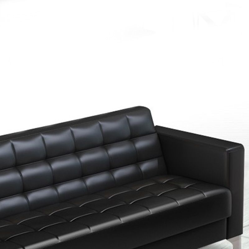 スクエアアームビスケットバックソファ産業1/3シーターフェイクレザーソファ