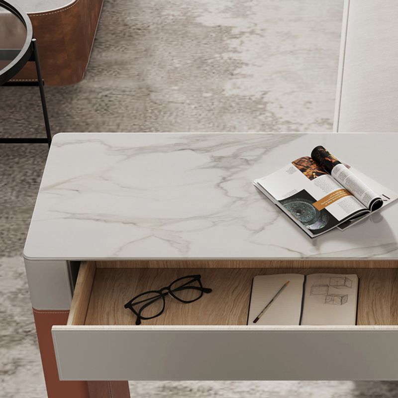 Modern Stone Top Bar Dining Table Rectangle Pub Table with Double Pedestal Clearhalo 'Bar Furniture' 'Bar Tables' 'bar_tables' 'furn' 'furn_bar_tables' 'Furniture' 'Kitchen & Dining Furniture' 1200x1200_7aa070d7-df77-471f-ba15-b1e7d78ea929