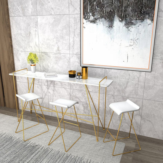 Tavolo da pub glam con telaio metallico tavolo da barra in marmo rettangolo