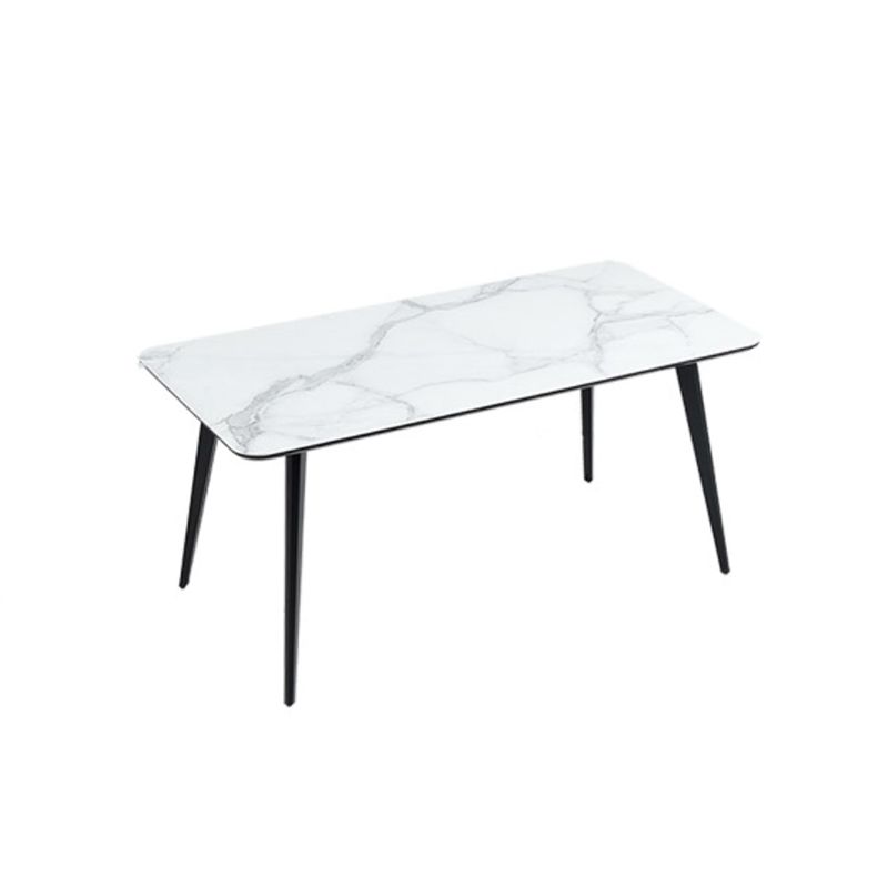 Polished Finish Dinette Table with Metal Legs Stone Top Indoor Dining Table Clearhalo 'Dining Tables & Seating' 'Dining Tables' 'dining_table' 'furn' 'furn_dining_table' 'Furniture' 'Kitchen & Dining Furniture' 1200x1200_7aa2044c-869e-49f5-83b4-1335dc64a034