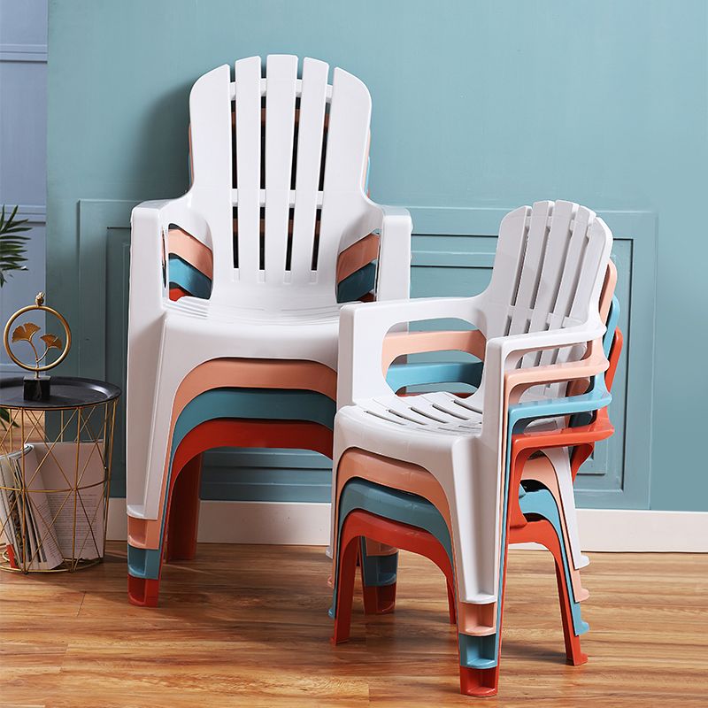 Modern Plastic Dining Arm Chairs Indoor Stackable Slat Back Dining Armchairs Clearhalo ' kitchen&dining_furn' 'Dining Chairs' 'Dining Tables & Seating' 'dining_chair' 'furn' 'furn_dining_chair' 'Furniture' 'furniture_dining_chair' 'Kitchen & Dining Furniture' 'kitchen' 1200x1200_7aa306db-fdd5-41ce-8bcb-b24b42faa26b