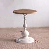 木製の丸いトップサイドテーブル苦しんでいる鉄の台座エンドテーブル