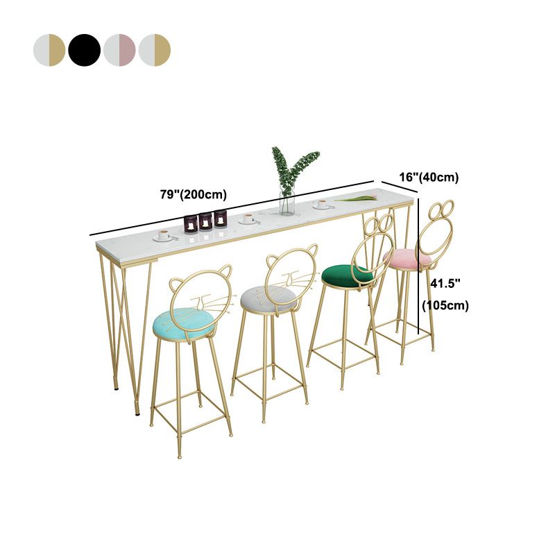 Glam Style Rectangle Bar Table Bar-Height Bistro Pub Table with 4 Legs Clearhalo 'Bar Furniture' 'Bar Tables' 'bar_tables' 'furn' 'furn_bar_tables' 'Furniture' 'Kitchen & Dining Furniture' 1200x1200_7aa55e7d-81df-4426-addb-a04411e9ffcd