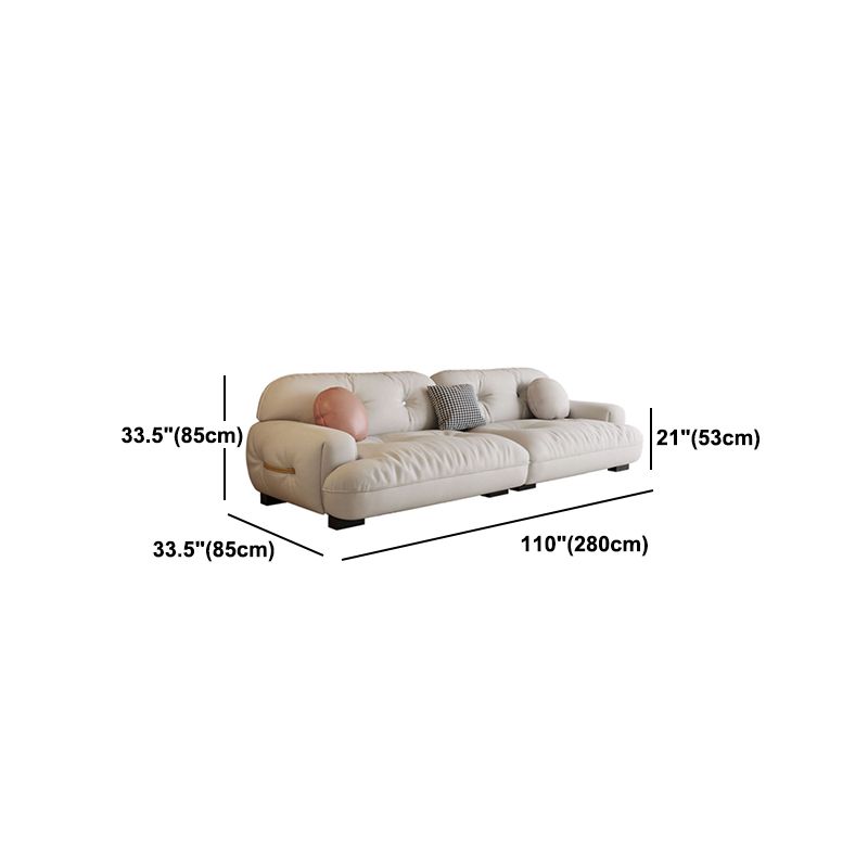 White Sofa with Built-in Armrest and Tufted Back Leather/techno Fabric Sectional Clearhalo 'furn' 'furn_sectionals' 'Furniture' 'Living Room Furniture' 'Sectionals' 1200x1200_7aa7ba42-079a-4cd3-a23c-41fb318469d2