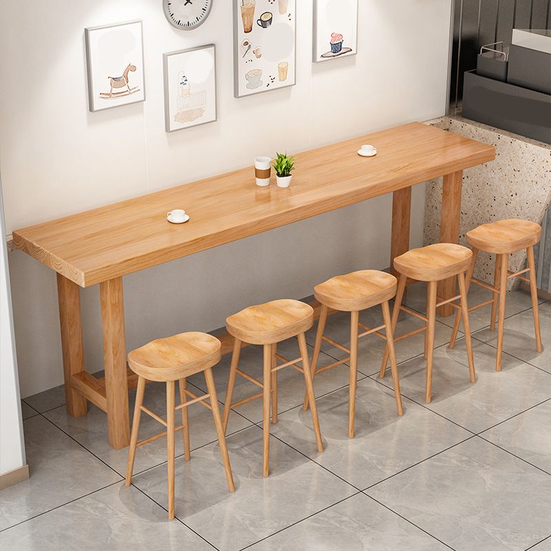 Rectangular Pine Wood Top Bar Table Modern Bar Table with Double Pedestal in Nature Clearhalo 'Bar Furniture' 'Bar Tables' 'bar_tables' 'furn' 'furn_bar_tables' 'Furniture' 'Kitchen & Dining Furniture' 1200x1200_7aa9f45c-3f99-4603-8e27-1d48da71f339