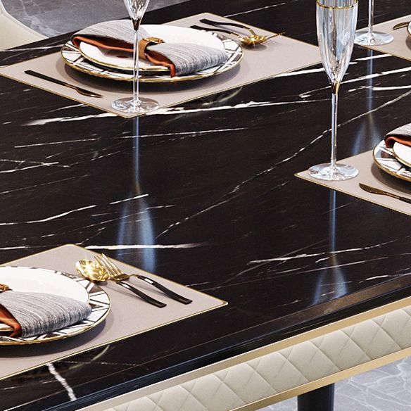 Dining Room Set Contemporary Marble Rectangle Table Black Dining Set with 4 Legs Base Clearhalo 'Dining Room Sets' 'Dining Tables & Seating' 'dining_room_set' 'furn' 'furn_dining_room_set' 'Furniture' 'furniture_dining_room_set' 'Kitchen & Dining Furniture' 'kitchen&dining_furn' 'kitchen' 1200x1200_7aaa4cea-32ca-4bad-a6ea-31388328a614