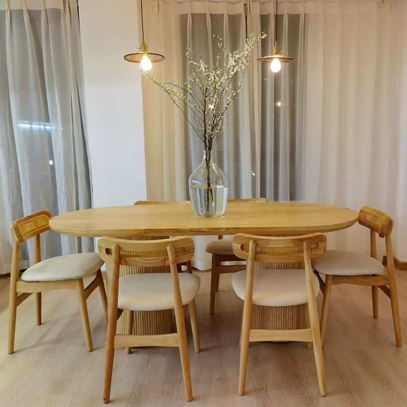 Pinewood Solid Wood Dining Table Modern Wood Color Double Pedestal Table for Dining Room Clearhalo ' dining_table' 'Dining Tables & Seating' 'Dining Tables' 'furn' 'furn_dining_table' 'Furniture' 'furniture_dining_table' 'Kitchen & Dining Furniture' 'kitchen&dining_furn' 'kitchen' 'kitchen_dining_table' 1200x1200_7aacfd85-d090-42f5-bc5f-a257d052fce1