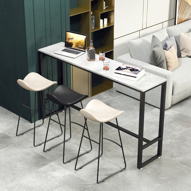 Modern Bar Table Set 1/2/4 Pieces Faux Marble Counter Table with Backless Stools Clearhalo 'Bar Furniture' 'furn' 'furn_home_bar_bar_sets' 'Furniture' 'Home Bars & Bar Sets' 'home_bar_bar_sets' 'Kitchen & Dining Furniture' 1200x1200_7aad8e92-2e83-48a9-b37d-6a78822b2aa5