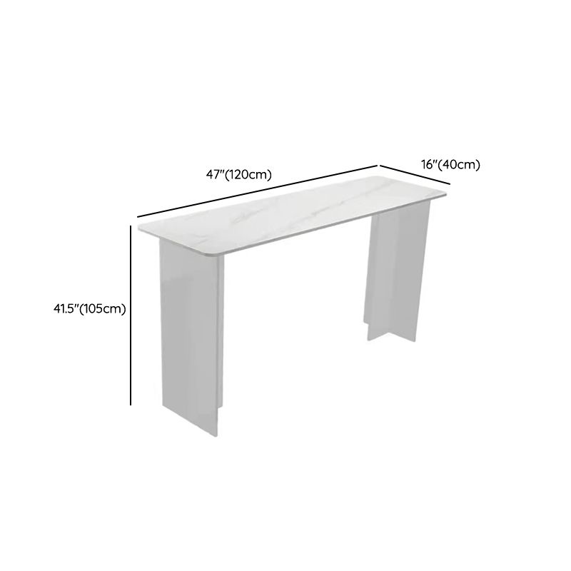 Table de bar rectangulaire en pierre blanche avec base en acrylique pour la maison